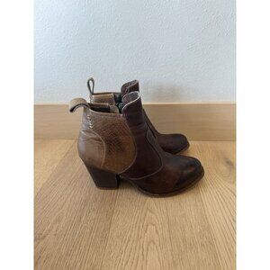 BED STU Leather Ankle Boots Tak Rustic Carola Womens 7.5 Brown Side Zip Shoes